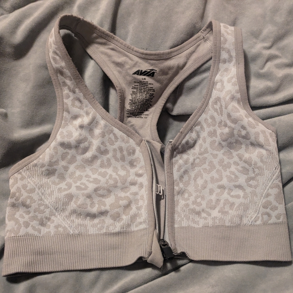 Avia Women's Gray Leopard Print Sports Bra
